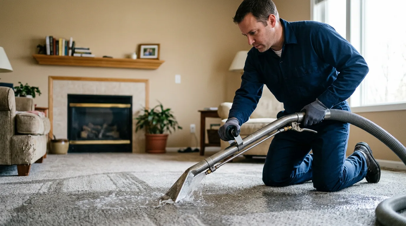 Water damage restoration technician working near Delaware, OH